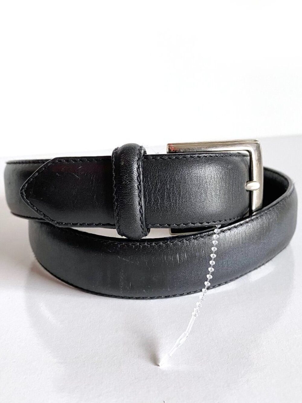 Ralph Lauren Polo Black Italian Leather Belt Men's Size 32 Black Silver Buckle